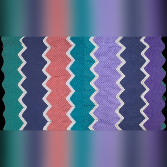 Handmade Afghan With Chevron Pattern - Picture 6 of 6